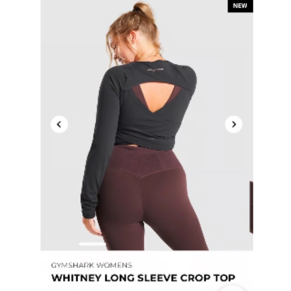 Gymshark x Whitney Simmons Long Sleeve Crop Top Black Small